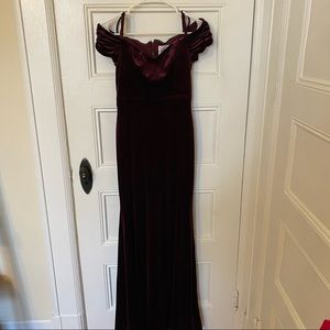 Nicole Miller Red Velvet Formal Gown 2